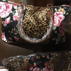 Cheetah and floral weekender bag